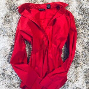 Vibrant Button Up Red Blouse